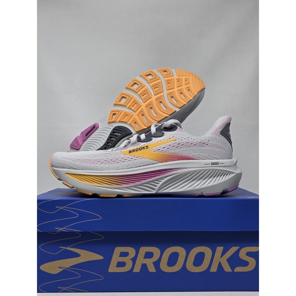 Brooks Ghost 17 Size 6 Womens Grey Pink Orange Running Shoes 120431 1B 070 New